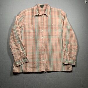 LRL Ralph Lauren Jeans Co. Plaid Long Sleeve Button-Down Shirt Pink Women's XL